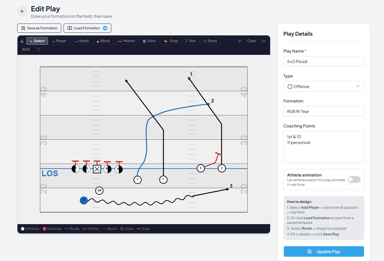Chalk Talk HQ football play designer