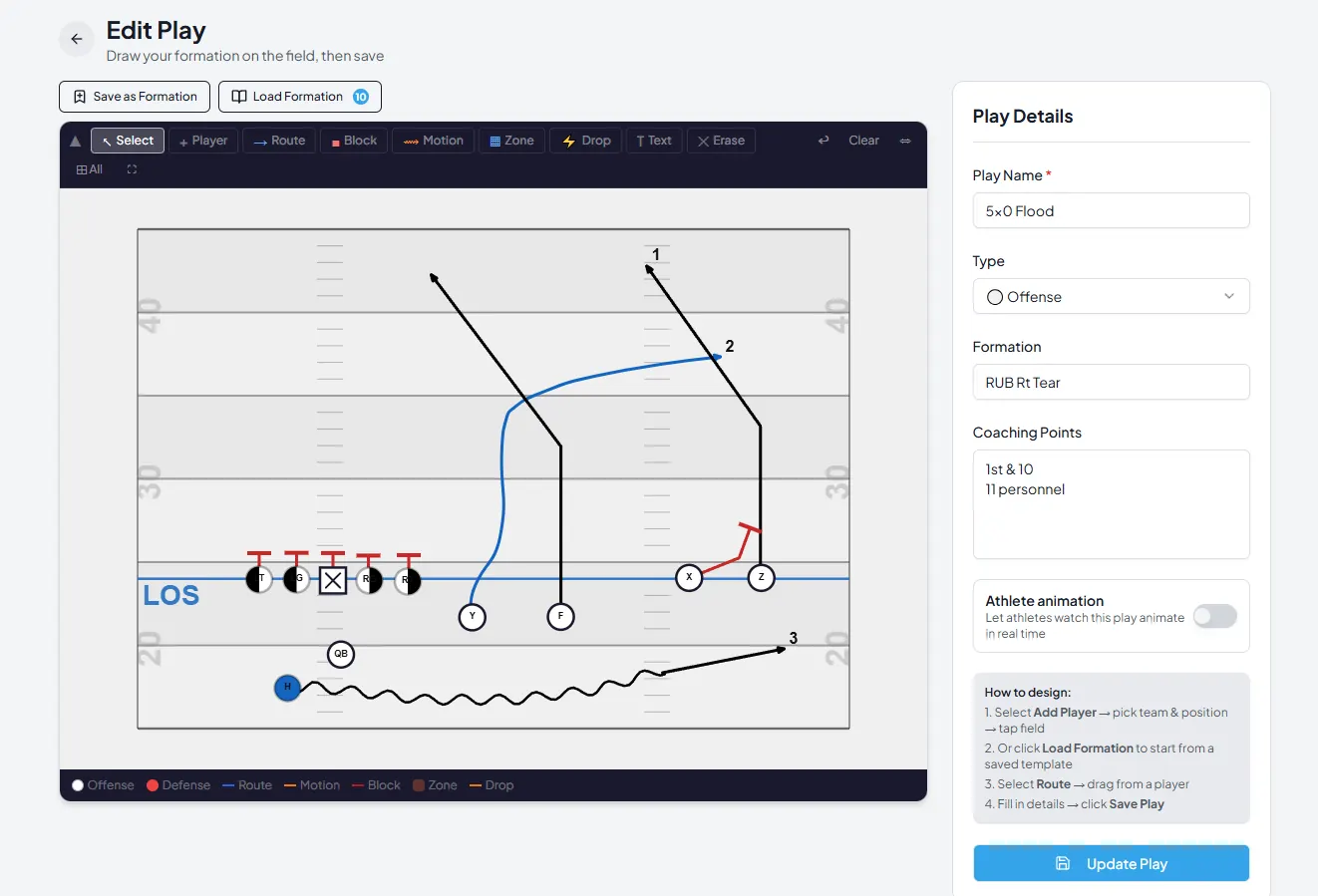 Chalk Talk HQ football play designer